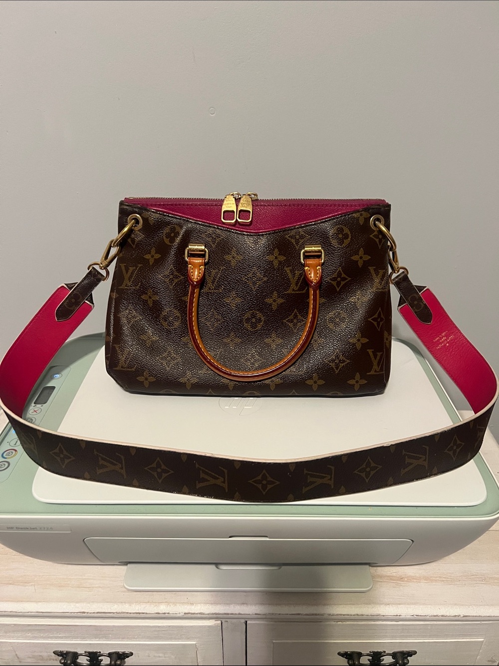 Louis Vuitton Pallas bb satchel with guitar strap